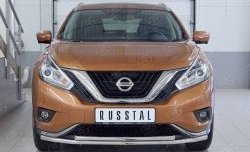 Защита переднего бампера (2 трубыØ42 мм, нержавейка) SLITKOFF Nissan (Нисан) Murano (Мурано)  3 Z52 (2015-2022) 3 Z52 дорестайлинг