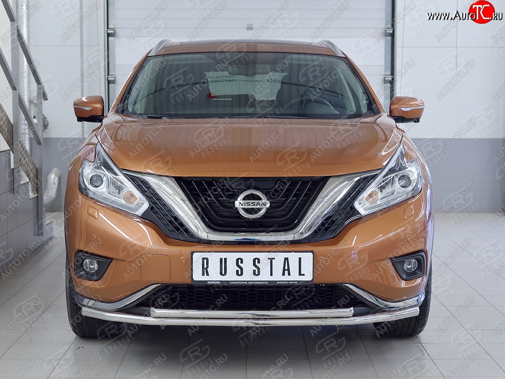 21 349 р. Защита переднего бампера (2 трубыØ42 мм, нержавейка) SLITKOFF  Nissan Murano  3 Z52 (2015-2022) дорестайлинг  с доставкой в г. Набережные‑Челны