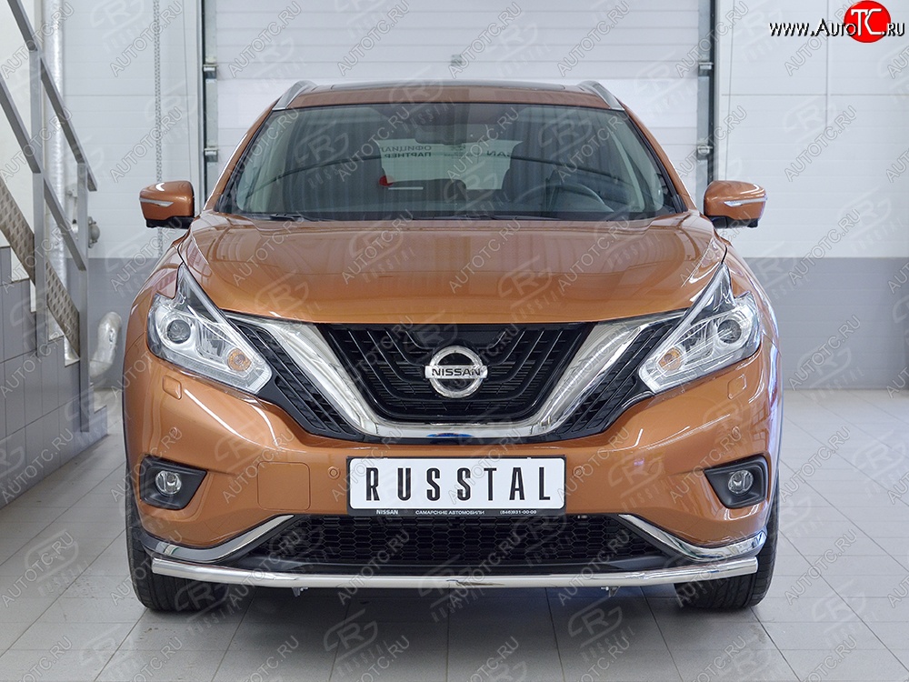 16 899 р. Защита переднего бампера (Ø42 мм, нержавейка) SLITKOFF  Nissan Murano  3 Z52 (2015-2022) дорестайлинг  с доставкой в г. Набережные‑Челны