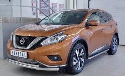 19 999 р. Защита переднего бампера (2 трубыØ63 и 42 мм, нержавейка) SLITKOFF Nissan Murano 3 Z52 дорестайлинг (2015-2022)  с доставкой в г. Набережные‑Челны. Увеличить фотографию 2