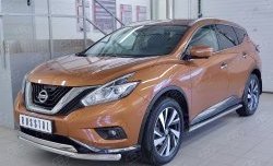 21 899 р. Защита переднего бампера (2 трубыØ63 и 75х42 мм, нержавейка) Russtal Nissan Murano 3 Z52 дорестайлинг (2015-2022)  с доставкой в г. Набережные‑Челны. Увеличить фотографию 2