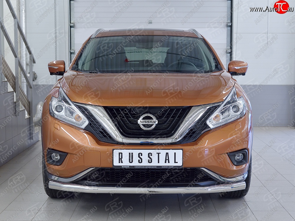 16 849 р. Защита переднего бампера (Ø63 мм, нержавейка) SLITKOFF Nissan Murano 3 Z52 дорестайлинг (2015-2022)  с доставкой в г. Набережные‑Челны