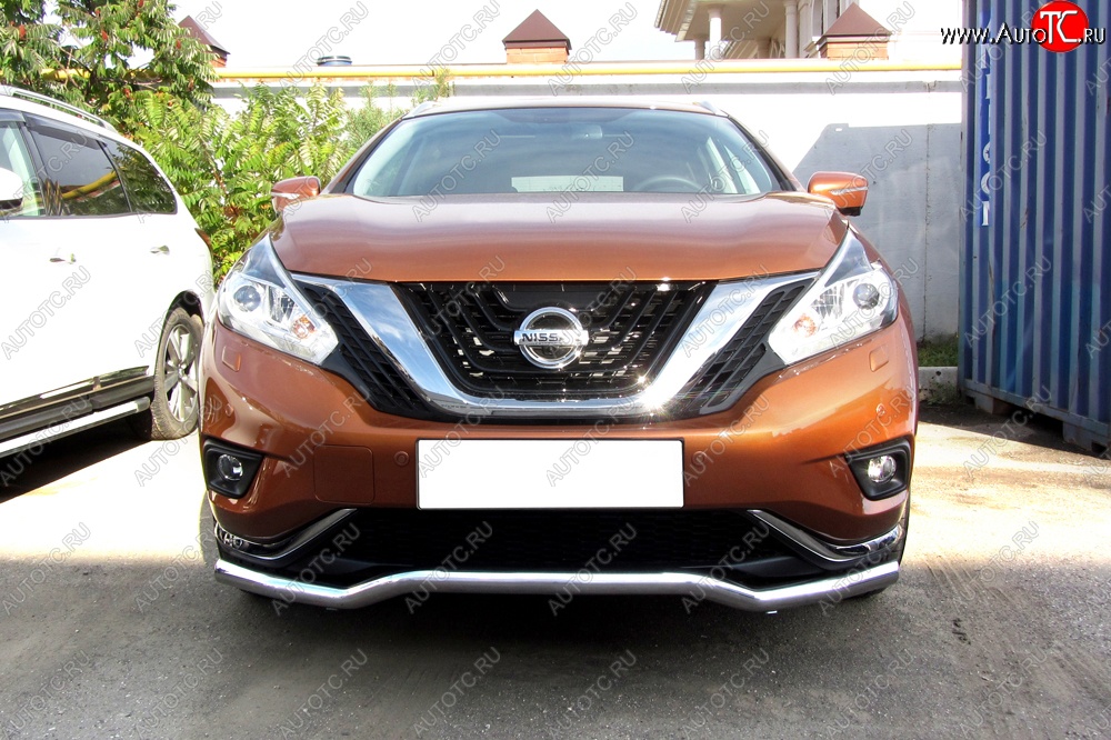 20 449 р. Защита переднего бампера из изогнутой трубы диаметром 57 мм Slitkoff  Nissan Murano  3 Z52 (2015-2022) дорестайлинг (Нержавейка, Полированная)  с доставкой в г. Набережные‑Челны