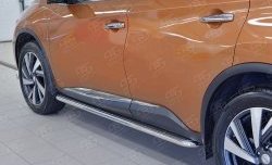 26 999 р. Порожки для ног (Ø42) SLITKOFF  Nissan Murano  3 Z52 (2015-2024) дорестайлинг, рестайлинг (лист - алюминий, профиль - нержавейка)  с доставкой в г. Набережные‑Челны. Увеличить фотографию 4