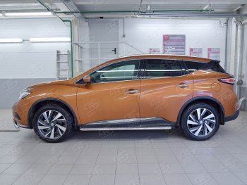 25 849 р. Широкая защита порогов с трубой диаметром 42 мм SLITKOFF v2  Nissan Murano  3 Z52 (2015-2024) дорестайлинг, рестайлинг  с доставкой в г. Набережные‑Челны. Увеличить фотографию 3