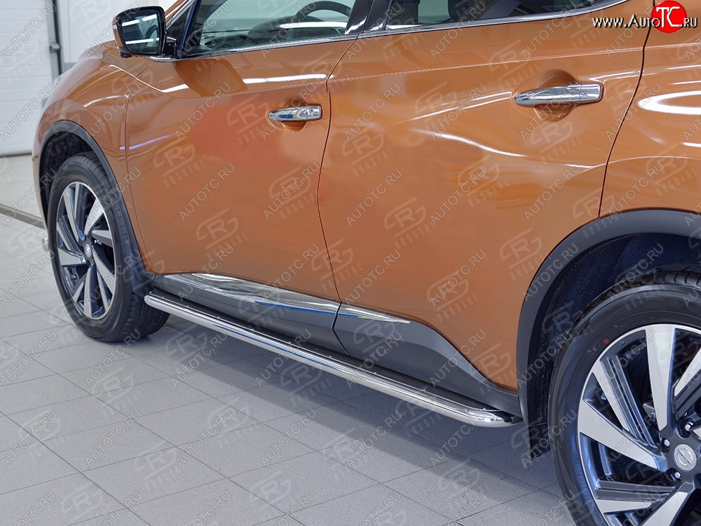 38 999 р. Широкая защита порогов с трубой диаметром 42 мм SLITKOFF v3 Nissan Murano 3 Z52 дорестайлинг (2015-2022)  с доставкой в г. Набережные‑Челны