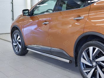 20 849 р. Защита порогов из круглой трубы диаметром 63 мм SLITKOFF v2 Nissan Murano 3 Z52 дорестайлинг (2015-2022)  с доставкой в г. Набережные‑Челны. Увеличить фотографию 3