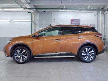 Защита порогов из круглой трубы диаметром 63 мм SLITKOFF v3 Nissan (Нисан) Murano (Мурано)  3 Z52 (2015-2024) 3 Z52 дорестайлинг, рестайлинг