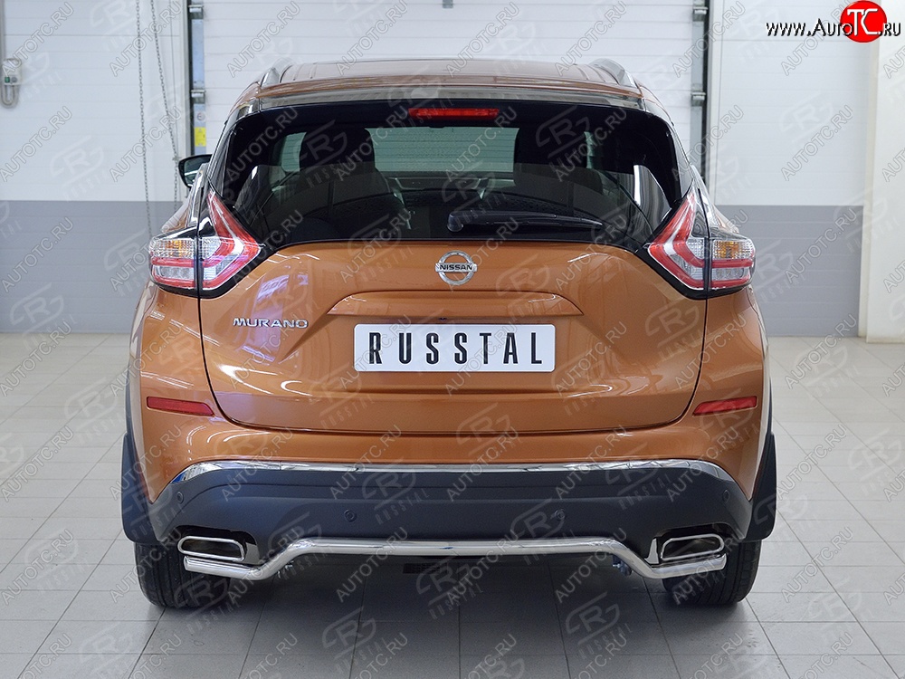 15 949 р. Защита заднего бампера (Ø42 мм волна, нержавейка) SLITKOFF Nissan Murano 3 Z52 дорестайлинг (2015-2022)  с доставкой в г. Набережные‑Челны