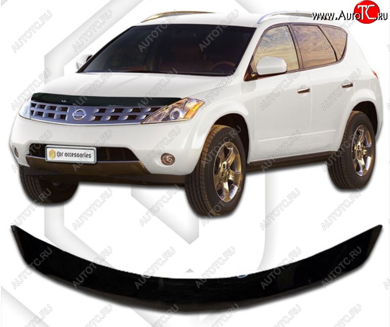 1 999 р. Дефлектор капота CA-Plastic  Nissan Murano  1 Z50 (2002-2009) (Classic черный, Без надписи)  с доставкой в г. Набережные‑Челны