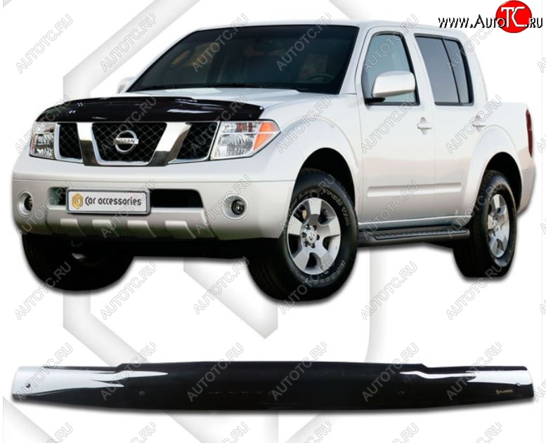 1 999 р. Дефлектор капота CA-Plastiс  Nissan Navara  2 D40 (2004-2010) дорестайлинг (Classic черный, Без надписи)  с доставкой в г. Набережные‑Челны