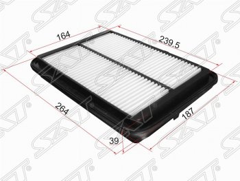 Фильтр воздушный двигателя SAT (264х187х39 mm) Nissan (Нисан) Navara (Навара)  2 D40 (2004-2016) 2 D40 дорестайлинг, рестайлинг