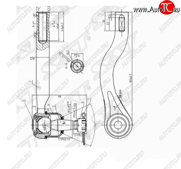 749 р. Правый наконечник рулевой тяги SAT  Nissan Navara  2 D40 (2004-2010) дорестайлинг  с доставкой в г. Набережные‑Челны