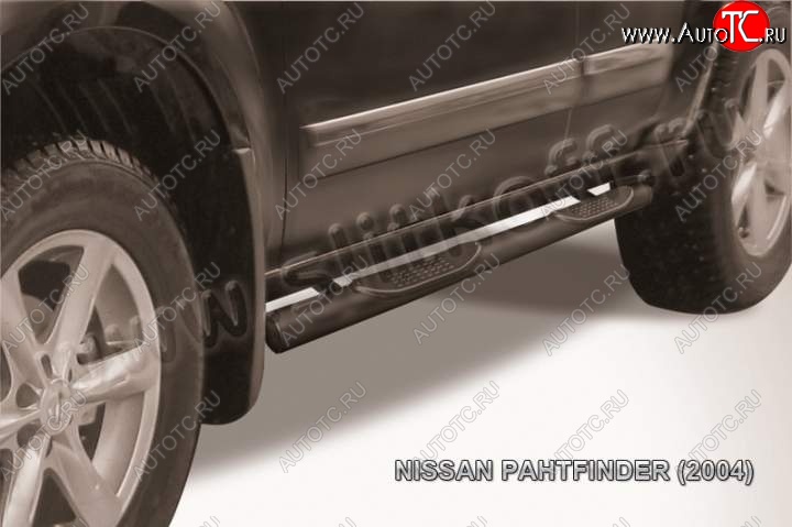 13 749 р. Защита порогов Slitkoff Nissan Pathfinder R51 дорестайлинг (2004-2007) (Цвет: серебристый)  с доставкой в г. Набережные‑Челны