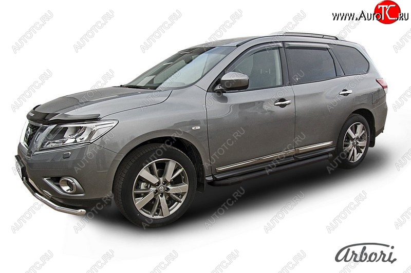 11 609 р. Порожки для ног Arbori Optima Black Nissan Pathfinder R52 дорестайлинг (2012-2017)  с доставкой в г. Набережные‑Челны