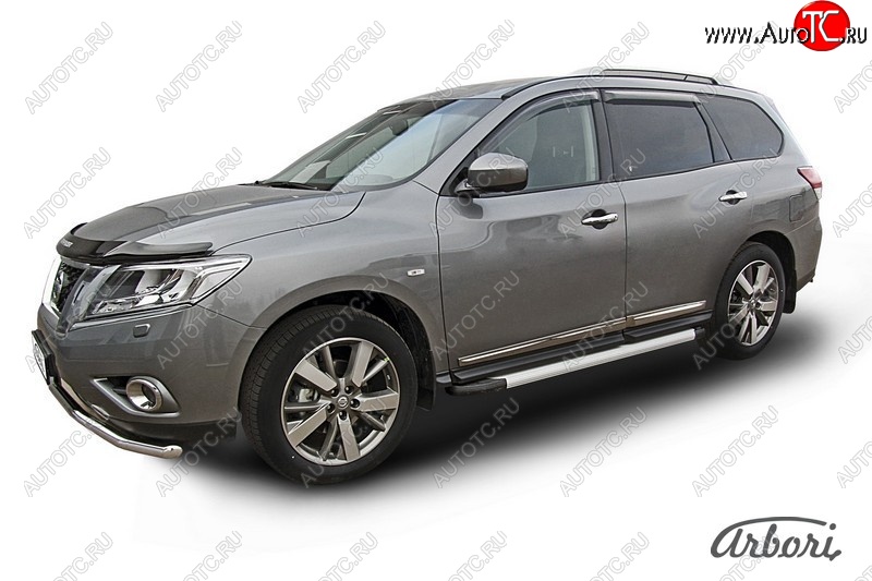 10 979 р. Порожки для ног Arbori Optima Silver Nissan Pathfinder R52 дорестайлинг (2012-2017)  с доставкой в г. Набережные‑Челны