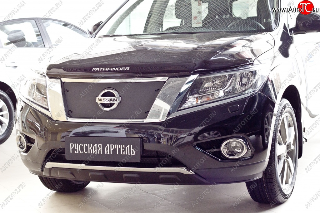 1 149 р. Зимняя заглушка решетки переднего бампера РА  Nissan Pathfinder  R52 (2012-2017) дорестайлинг  с доставкой в г. Набережные‑Челны