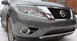 1 469 р. Нижняя сетка на бампер Russtal (черная) Nissan Pathfinder R52 дорестайлинг (2012-2017)  с доставкой в г. Набережные‑Челны. Увеличить фотографию 2