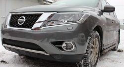 1 469 р. Нижняя сетка на бампер Russtal (черная)  Nissan Pathfinder  R52 (2012-2017) дорестайлинг  с доставкой в г. Набережные‑Челны. Увеличить фотографию 1