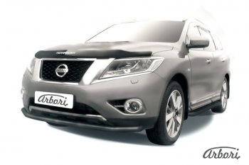 6 749 р. Защита переднего бампера Arbori (черная, 1 труба d57 mm). Nissan Pathfinder R52 дорестайлинг (2012-2017)  с доставкой в г. Набережные‑Челны. Увеличить фотографию 1