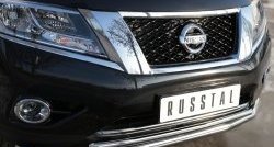 14 499 р. Защита переднего бампера (2 трубыØ63 и 42 мм, нержавейка) SLITKOFF Nissan Pathfinder R52 дорестайлинг (2012-2017)  с доставкой в г. Набережные‑Челны. Увеличить фотографию 3