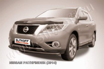 8 999 р. Защита переднего бампер Slitkoff Nissan Pathfinder R52 дорестайлинг (2012-2017) (Цвет: серебристый)  с доставкой в г. Набережные‑Челны. Увеличить фотографию 1