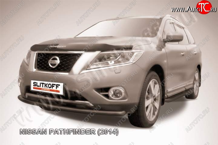 8 999 р. Защита переднего бампер Slitkoff Nissan Pathfinder R52 дорестайлинг (2012-2017) (Цвет: серебристый)  с доставкой в г. Набережные‑Челны