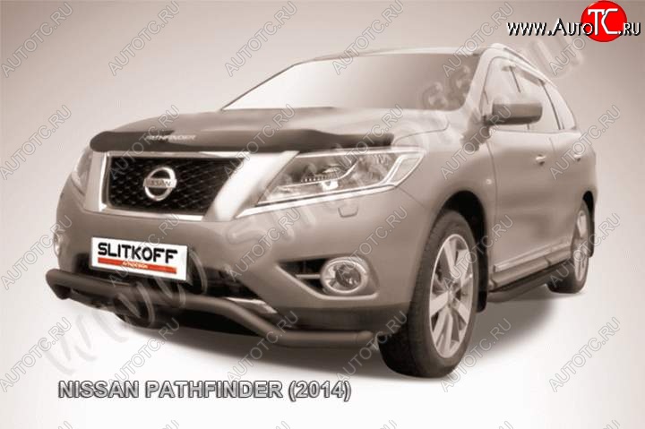 12 399 р. защита переднего бампера Slitkoff  Nissan Pathfinder  R52 (2012-2017) дорестайлинг (Цвет: серебристый)  с доставкой в г. Набережные‑Челны