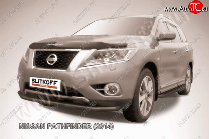 9 999 р. Защита переднего бампер Slitkoff  Nissan Pathfinder  R52 (2012-2017) дорестайлинг (Цвет: серебристый)  с доставкой в г. Набережные‑Челны