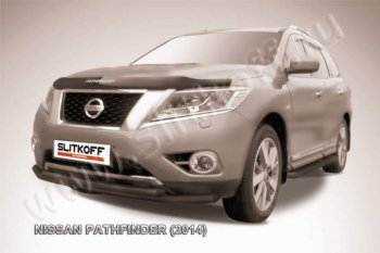 9 999 р. Защита переднего бампер Slitkoff Nissan Pathfinder R52 дорестайлинг (2012-2017) (Цвет: серебристый)  с доставкой в г. Набережные‑Челны. Увеличить фотографию 1