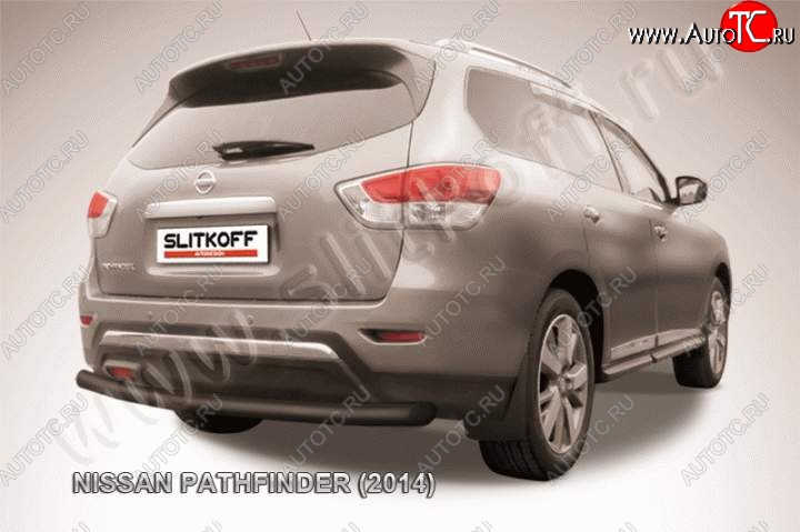 11 249 р. Защита задняя Slitkoff Nissan Pathfinder R52 дорестайлинг (2012-2017) (Цвет: серебристый)  с доставкой в г. Набережные‑Челны