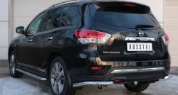 17 999 р. Защита заднего бампера (Ø63 мм уголки, нержавейка) SLITKOFF Nissan Pathfinder R52 дорестайлинг (2012-2017)  с доставкой в г. Набережные‑Челны. Увеличить фотографию 4