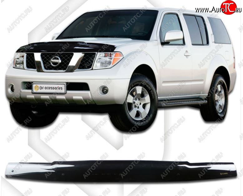 2 049 р. Дефлектор капота CA-Plastiс  Nissan Pathfinder  R51 (2009-2014) рестайлинг (Classic черный, Без надписи)  с доставкой в г. Набережные‑Челны