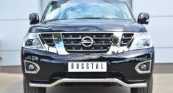 Защита переднего бампера (Ø63 мм волна, нержавейка) SLITKOFF Nissan (Нисан) Patrol (Патрол)  6 (2010-2014) 6 Y62 дорестайлинг