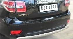 15 649 р. Защита заднего бампера (Ø75x42 мм, нержавейка) Russtal Nissan Patrol 6 Y62 рестайлинг (2014-2017)  с доставкой в г. Набережные‑Челны. Увеличить фотографию 2