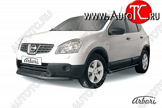 5 939 р. Защита переднего бампера Arbori (короткая, черная, 1 труба d57 mm). Nissan Qashqai 1 дорестайлинг (2007-2010)  с доставкой в г. Набережные‑Челны