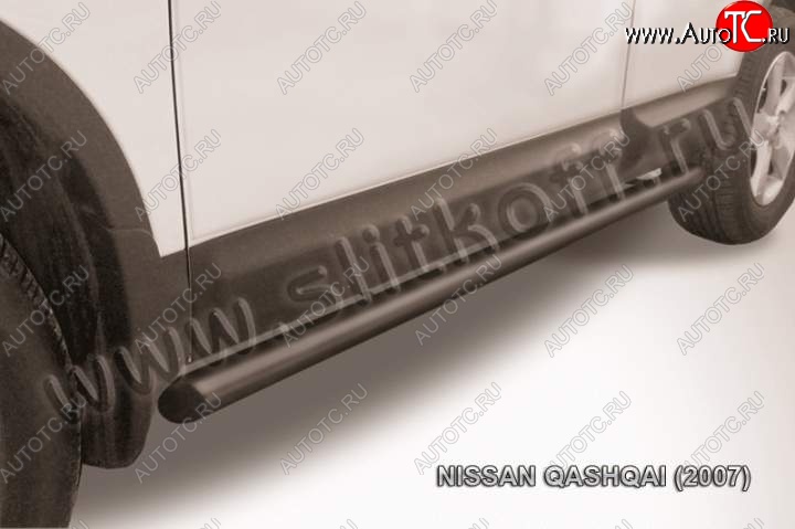 10 949 р. Защита порогов Slitkoff Nissan Qashqai 1 дорестайлинг (2007-2010) (Цвет: серебристый)  с доставкой в г. Набережные‑Челны