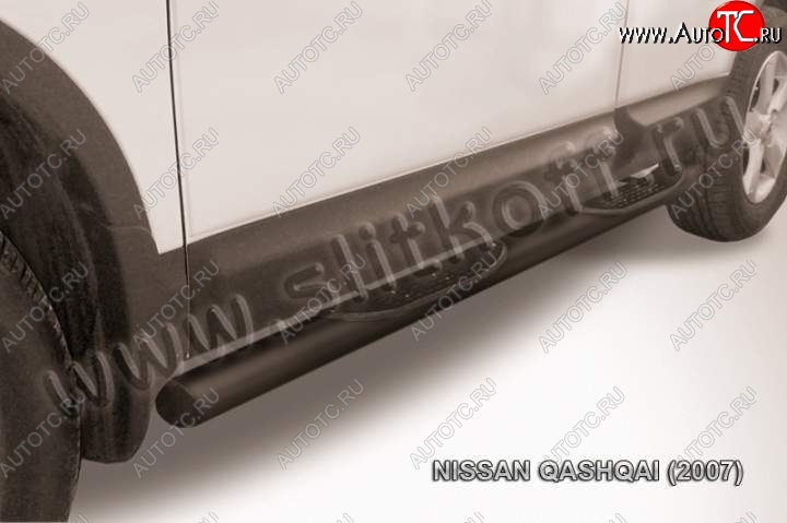 13 749 р. Защита порогов Slitkoff Nissan Qashqai 1 дорестайлинг (2007-2010) (Цвет: серебристый)  с доставкой в г. Набережные‑Челны