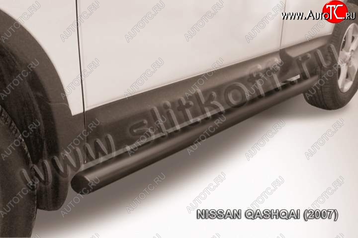 10 599 р. Защита порогов Slitkoff Nissan Qashqai 1 дорестайлинг (2007-2010) (Цвет: серебристый)  с доставкой в г. Набережные‑Челны