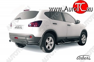 2 789 р. Защита заднего бампера Arbori (уголки, черная, 1 труба d57 mm). Nissan Qashqai 1 дорестайлинг (2007-2010)  с доставкой в г. Набережные‑Челны