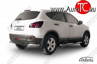 6 659 р. Защита заднего бампера Arbori (уголки, нержавейка, 1 труба d57 mm). Nissan Qashqai 1 дорестайлинг (2007-2010)  с доставкой в г. Набережные‑Челны