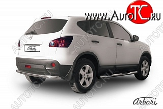 9 809 р. Защита заднего бампера Arbori (нержавейка, 1 труба d57 mm). Nissan Qashqai 1 дорестайлинг (2007-2010)  с доставкой в г. Набережные‑Челны