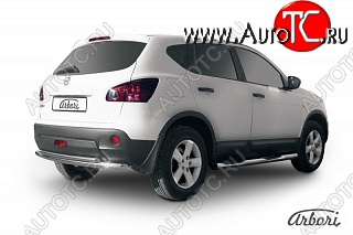 10 709 р. Защита заднего бампера Arbori (нержавейка, 2 трубы d57 и 42 mm). Nissan Qashqai 1 дорестайлинг (2007-2010)  с доставкой в г. Набережные‑Челны