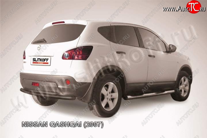 7 599 р. Защита заднего бампера d57+d42 двойная  Nissan Qashqai  1 (2007-2010) дорестайлинг (Цвет: серебристый)  с доставкой в г. Набережные‑Челны