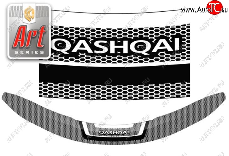 2 399 р. Дефлектор капота CA-Plastiс  Nissan Qashqai  2 (2013-2019) J11 дорестайлинг (Серия Art белая)  с доставкой в г. Набережные‑Челны