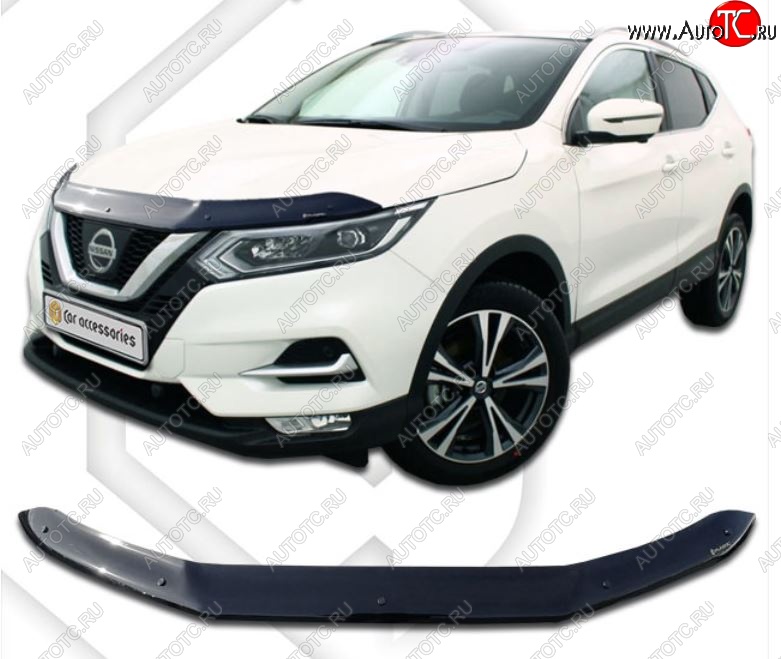 1 999 р. Дефлектор капота CA-Plastiс  Nissan Qashqai  2 (2017-2022) J11 рестайлинг (Classic черный, Без надписи)  с доставкой в г. Набережные‑Челны