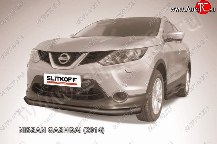 10 499 р. Защита переднего бампер Slitkoff Nissan Qashqai 2 J11 дорестайлинг (2013-2019) (Цвет: серебристый)  с доставкой в г. Набережные‑Челны