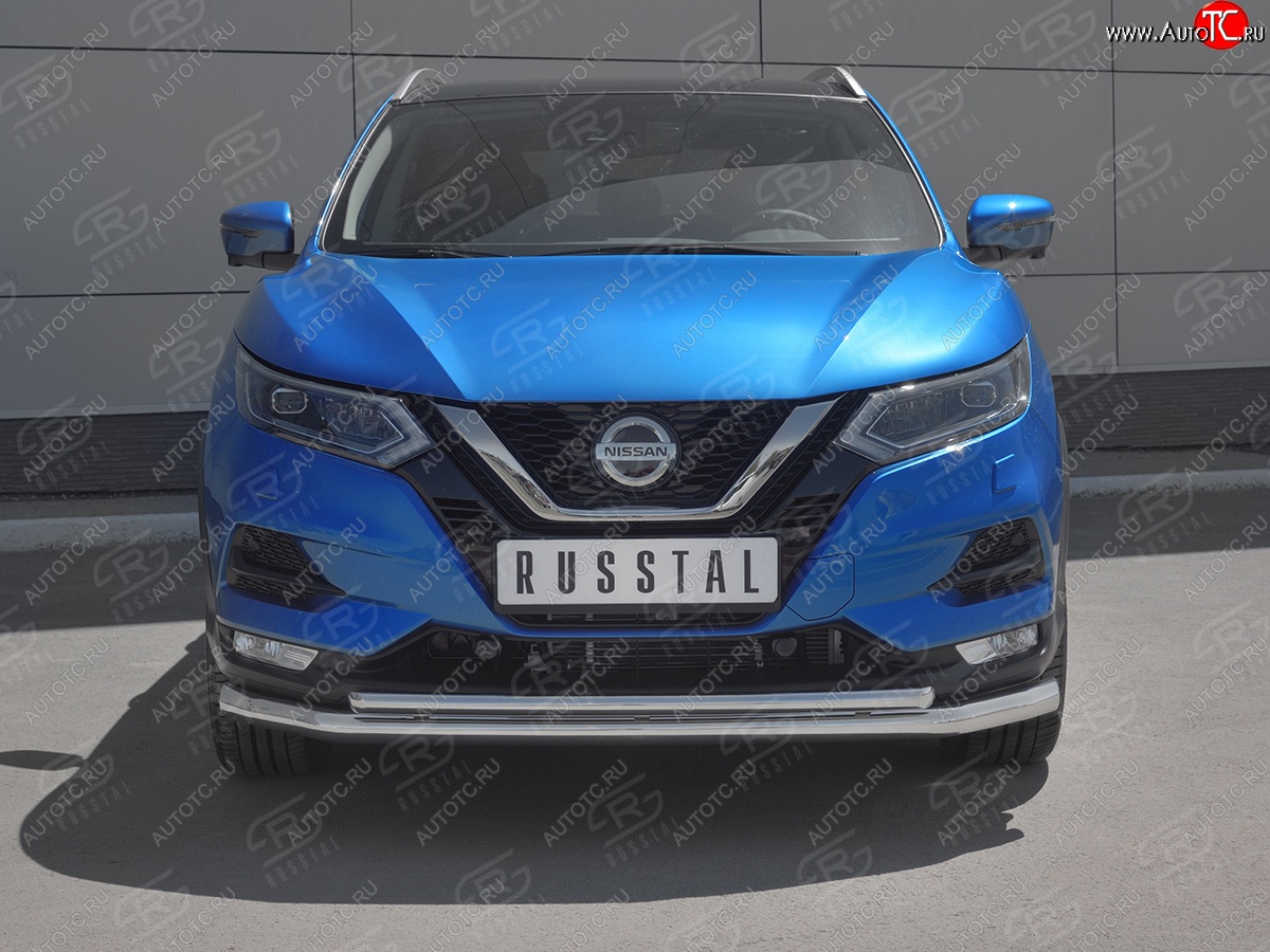 20 949 р. Защита переднего бампера (2 трубы Ø63 и 42 мм, нержавейка) SLITKOFF Nissan Qashqai 2 J11 рестайлинг (2017-2022)  с доставкой в г. Набережные‑Челны