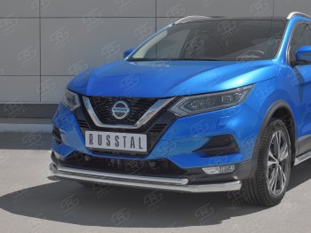 20 949 р. Защита переднего бампера (2 трубы Ø63 и 42 мм, нержавейка) SLITKOFF Nissan Qashqai 2 J11 рестайлинг (2017-2022)  с доставкой в г. Набережные‑Челны. Увеличить фотографию 2