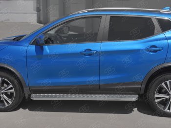 24 649 р. Порожки для ног SLITKOFF (Ø42 мм)  Nissan Qashqai  2 (2017-2022) J11 рестайлинг (Лист алюминиевый, труба - нержавейка)  с доставкой в г. Набережные‑Челны. Увеличить фотографию 2